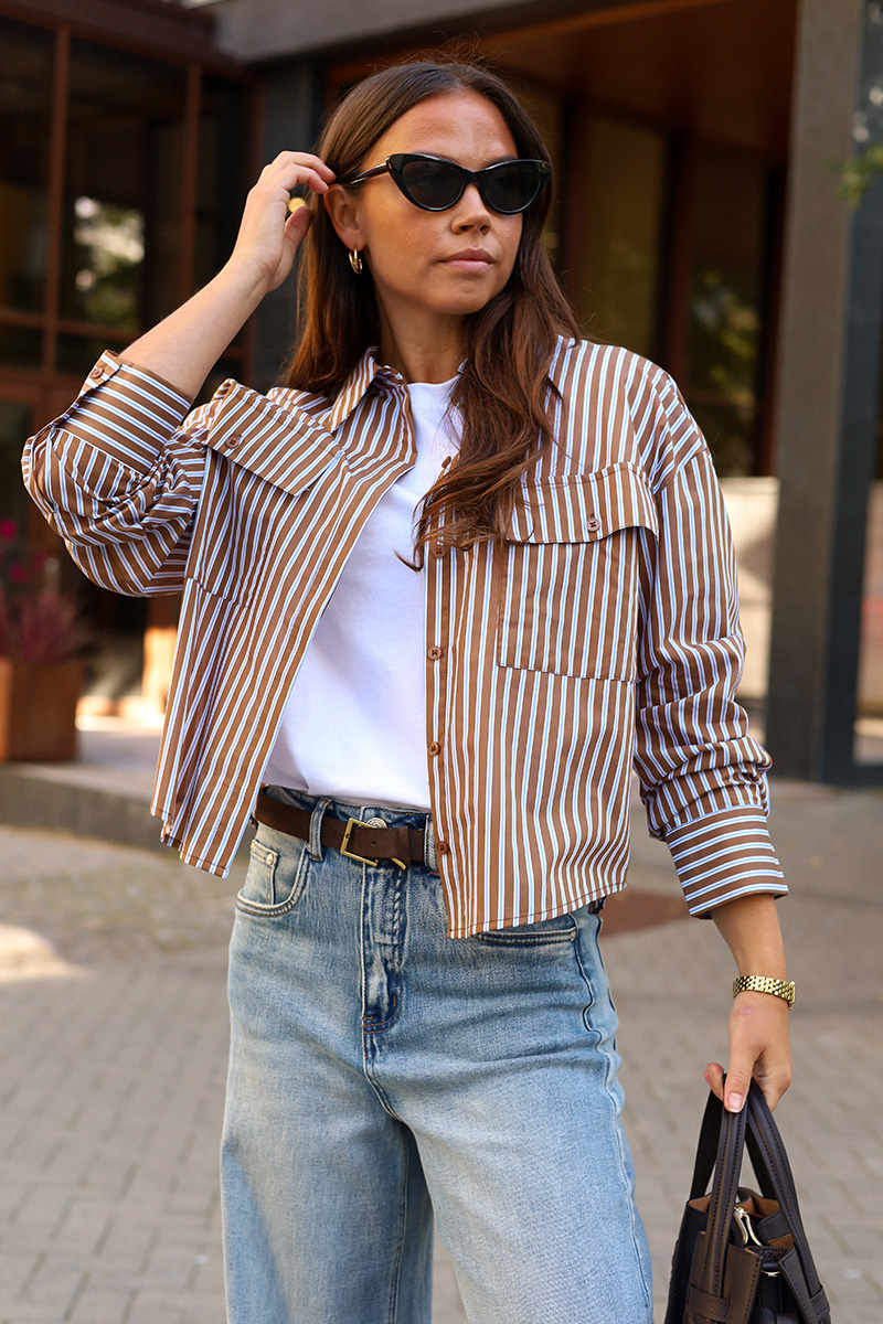 Evine Shirt Light Brown Stripe