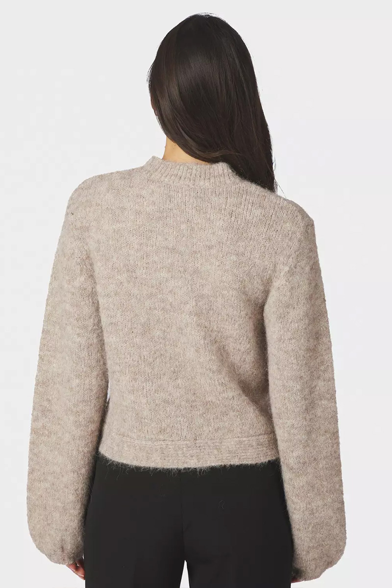 Gio Fluffy Knit Cardigan Beige Melange - Bilde 6