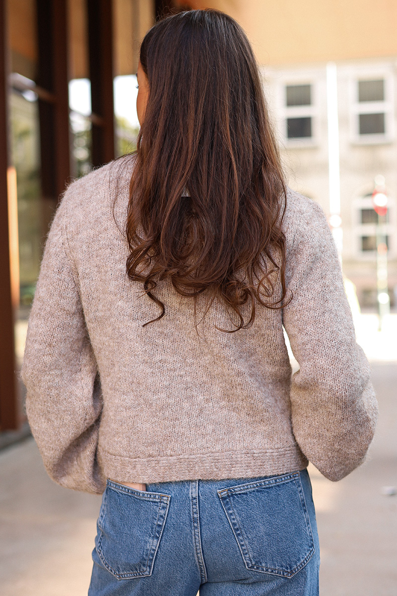 Gio Fluffy Knit Cardigan Beige Melange - Bilde 4