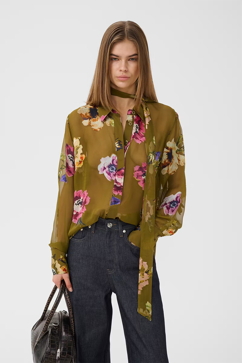 GZDarcia P Shirt Olive Green Flower