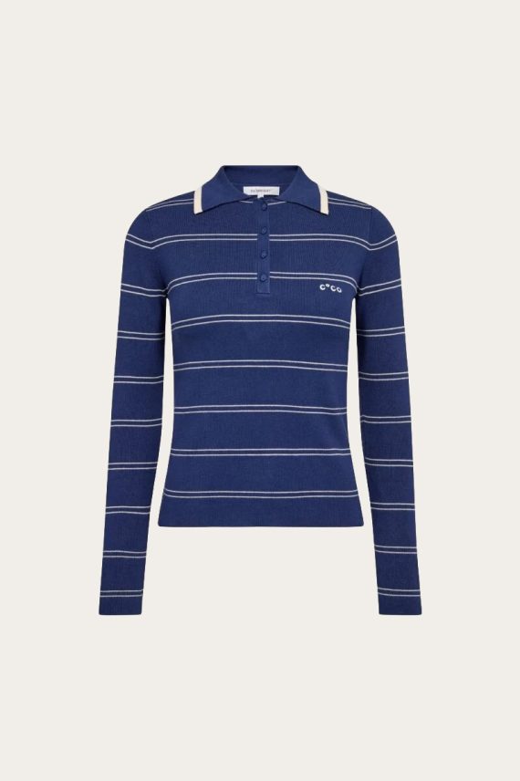 LueCC Stripe Polo Knit Blue
