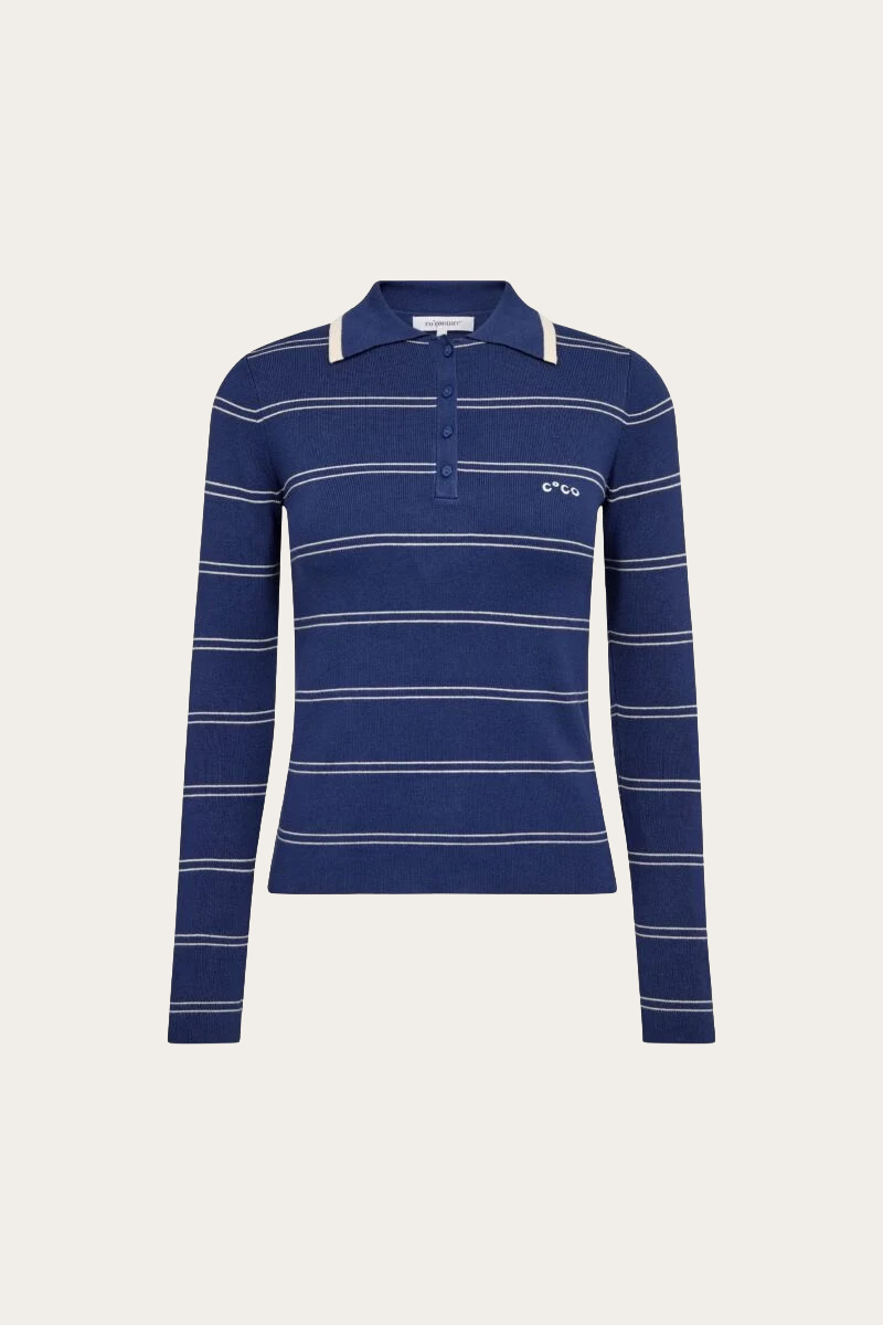 LueCC Stripe Polo Knit Blue