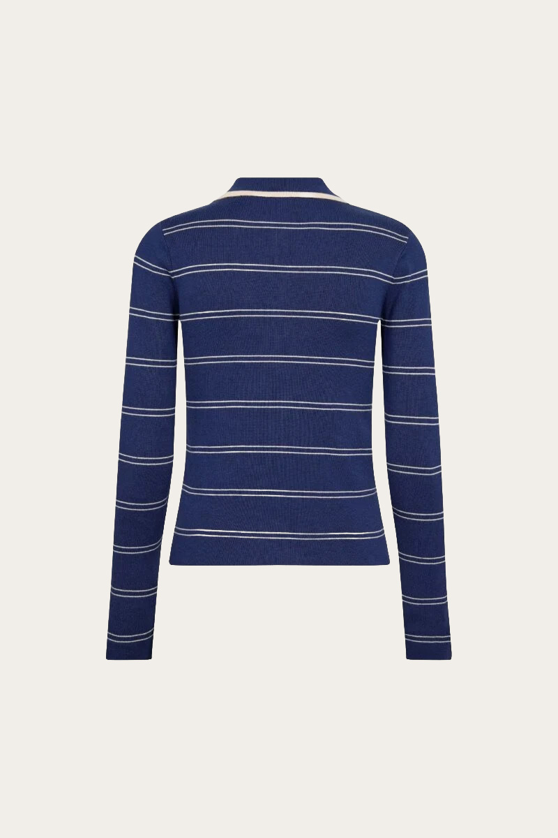 LueCC Stripe Polo Knit Blue - Bilde 2