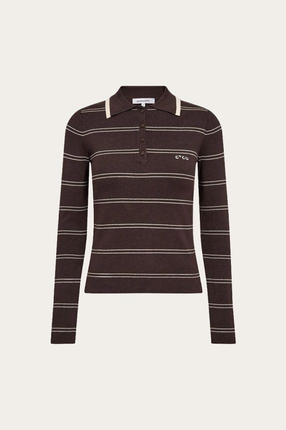 LueCC Stripe Polo Knit Dark Brown