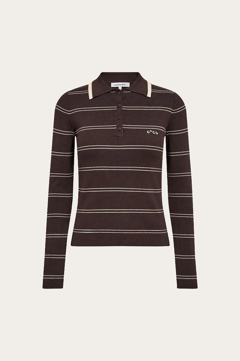 LueCC Stripe Polo Knit Dark Brown