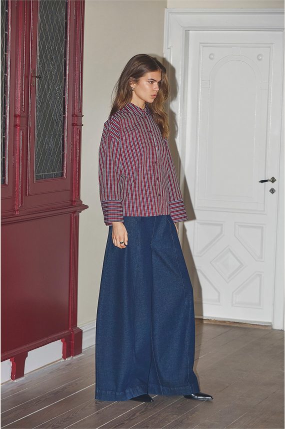 ReneeCC Check Cuff Shirt Berry Red