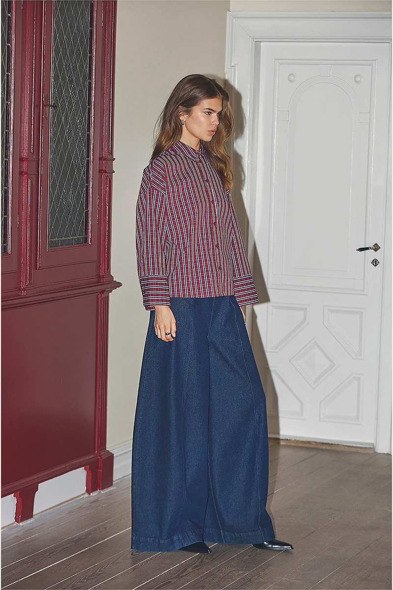 ReneeCC Check Cuff Shirt Berry Red