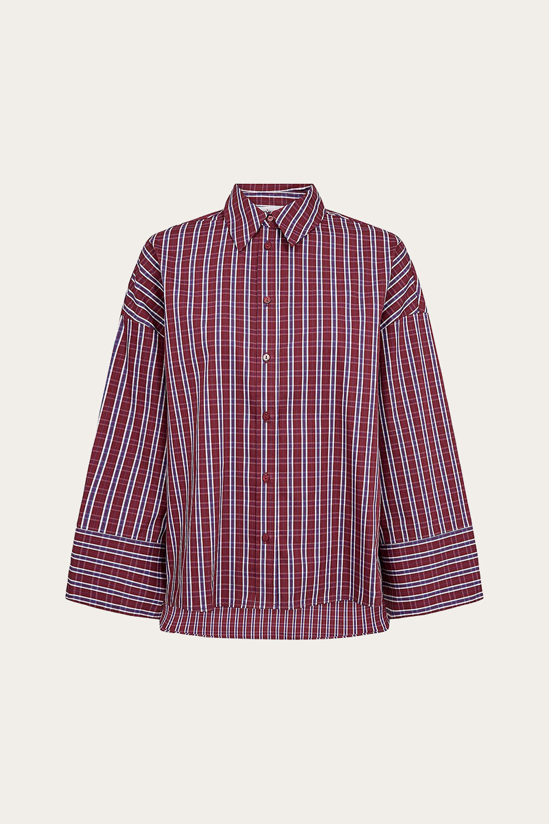 ReneeCC Check Cuff Shirt Berry Red - Bilde 2