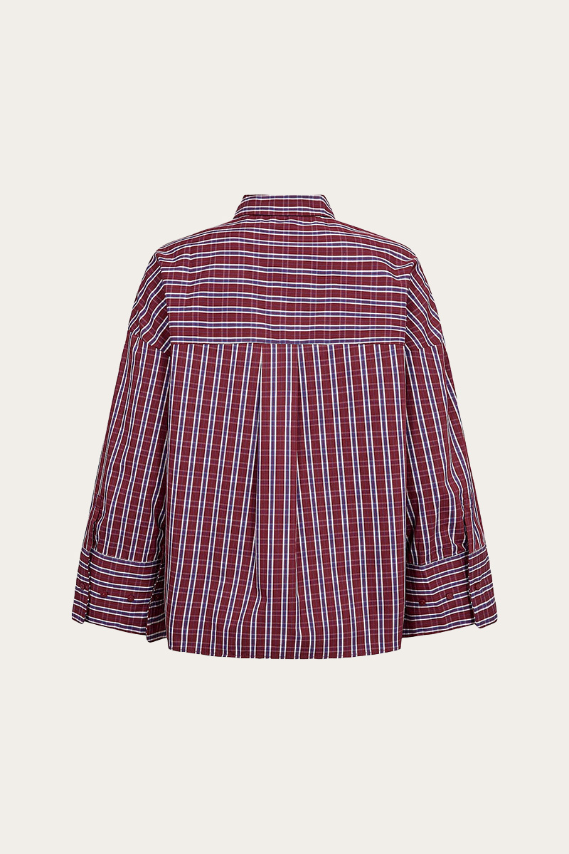 ReneeCC Check Cuff Shirt Berry Red - Bilde 3