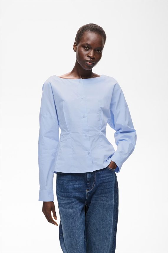 SiggaIW Fitted Shirt Brunnera Blue