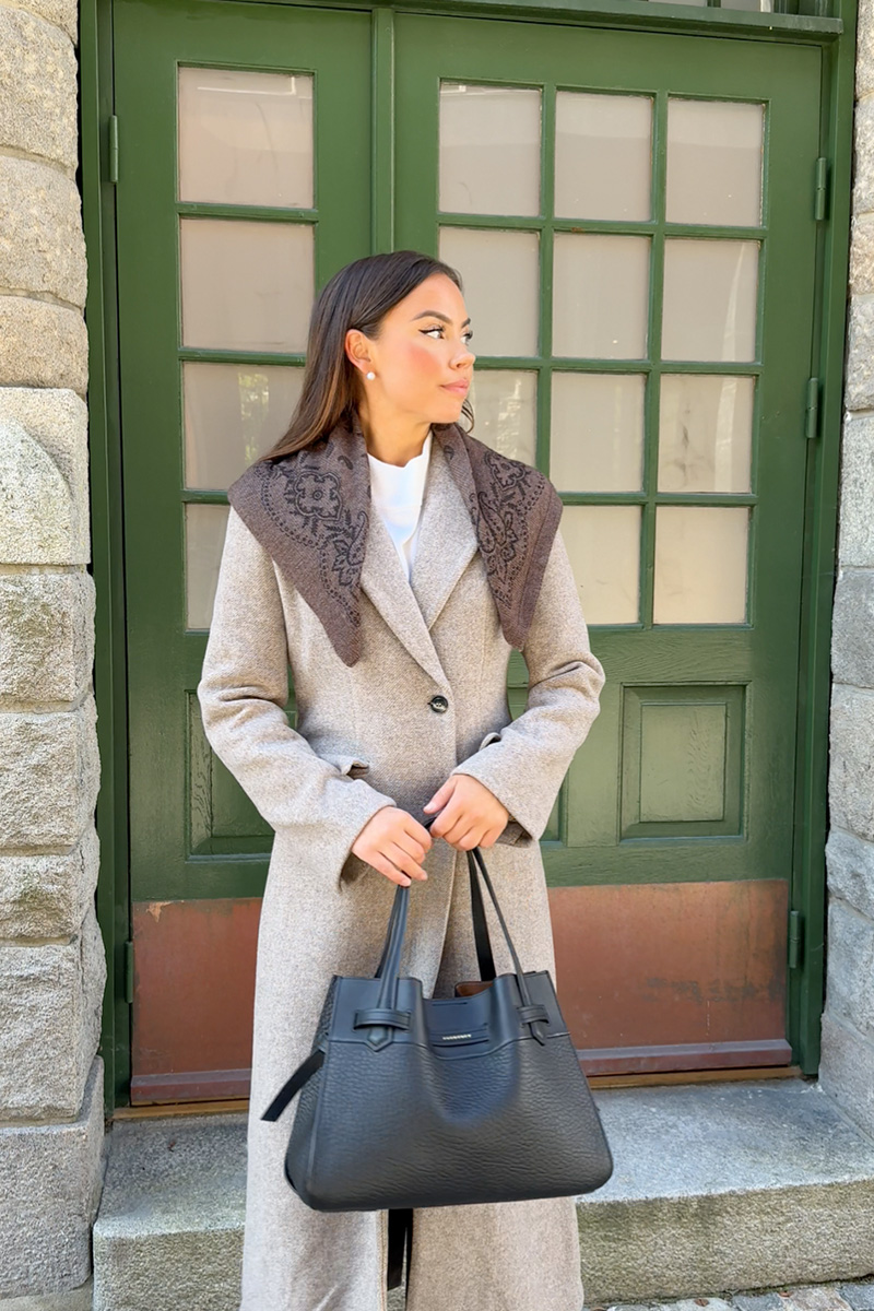 Adelina Paisley Knit Scarf Brown Melange - Bilde 5