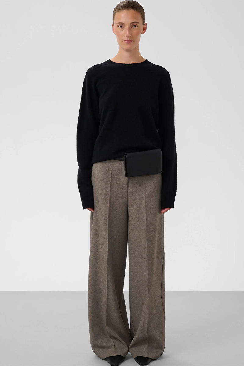 SLLilu Corinne Wide Long Pants Walnut Melange - Bilde 4