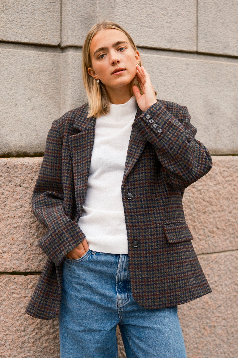 Solvej Wool Blazer Multi Houndtooth