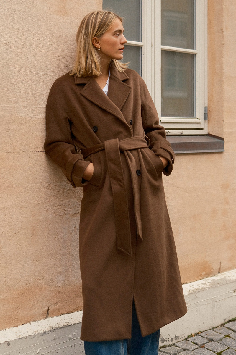 WMN Double Breasted Coat Brown