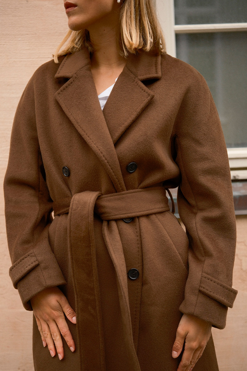 WMN Double Breasted Coat Brown - Bilde 2