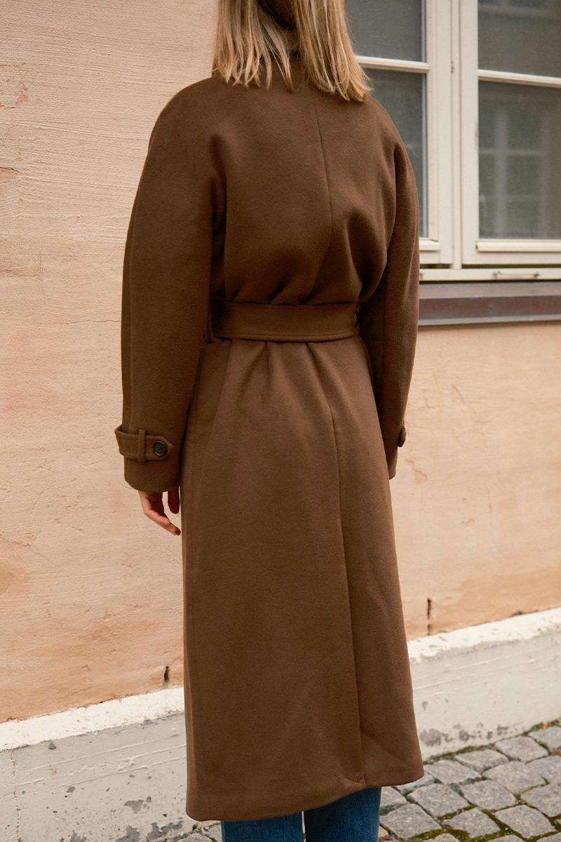 WMN Double Breasted Coat Brown - Bilde 6