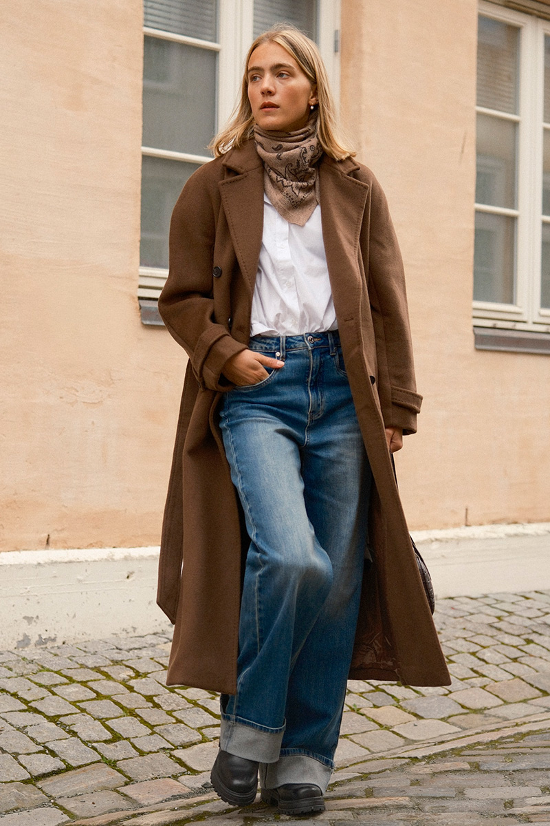 WMN Double Breasted Coat Brown - Bilde 5