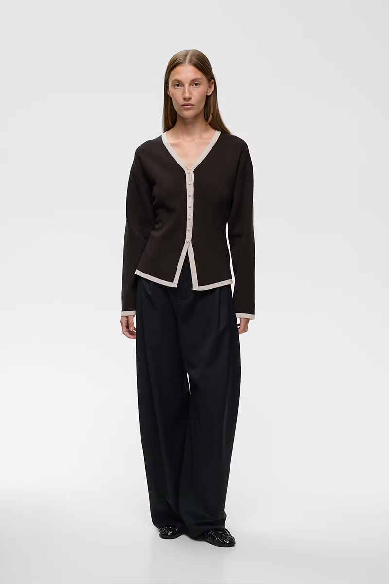 YenahIW Contrast Cardigan Chocolate Brown - Bilde 2