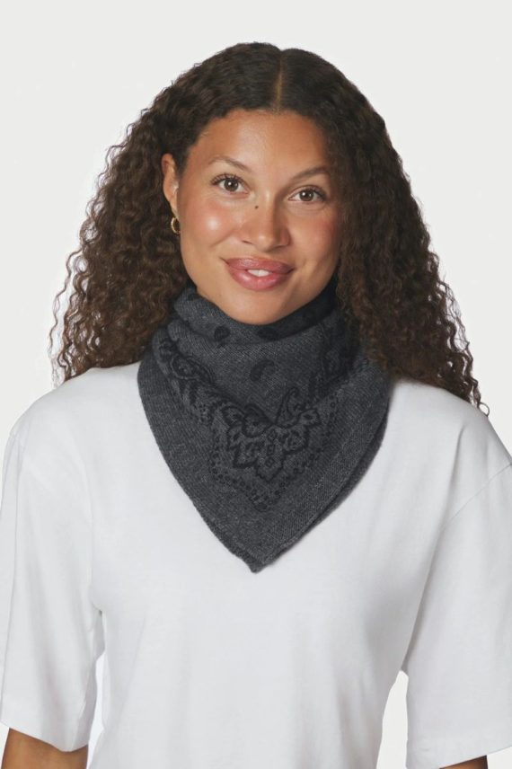 Adelina Paisley Knit Scarf Antracit Melange
