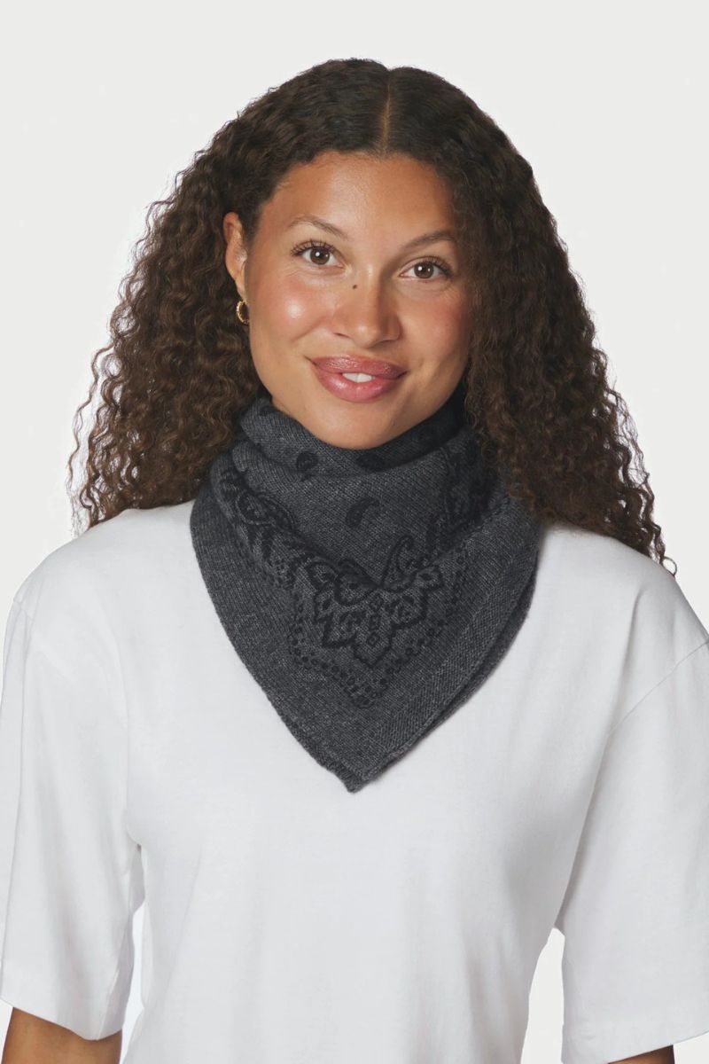 Adelina Paisley Knit Scarf Antracit Melange
