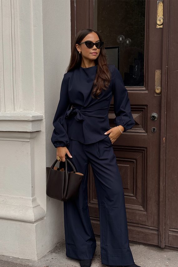 LunaCC Tie Blouse Navy