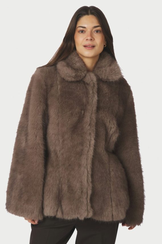 Ariella Faux Fur Peplum Jacket