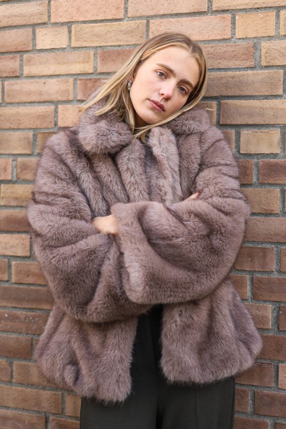 Ariella Faux Fur Peplum Jacket