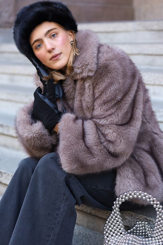 Ariella Faux Fur Peplum Jacket