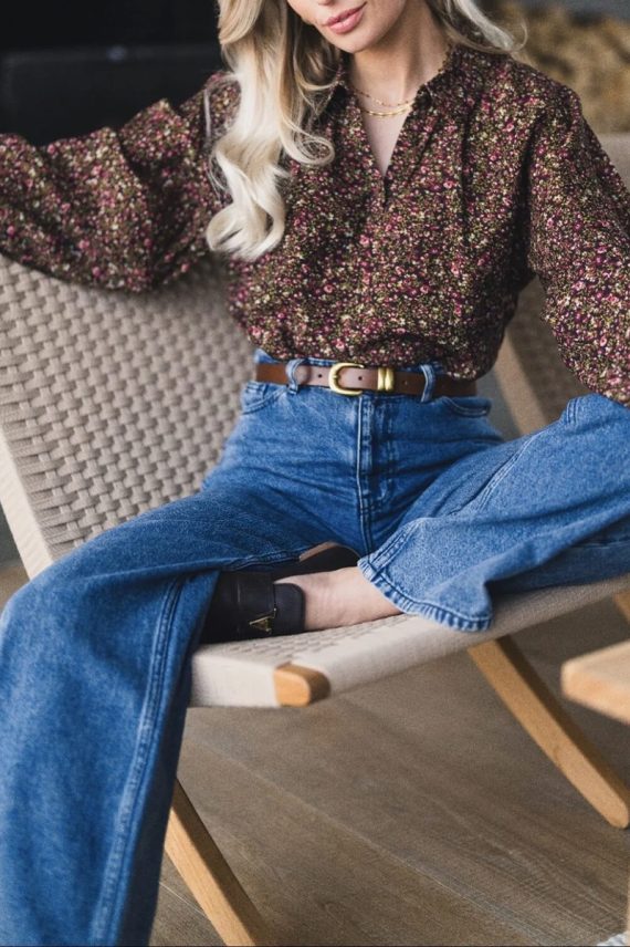 Astrid Top AOP Black Coffee Flower
