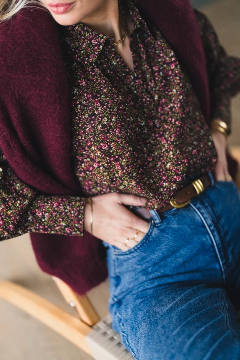 Astrid Top AOP Black Coffee Flower - Bilde 2