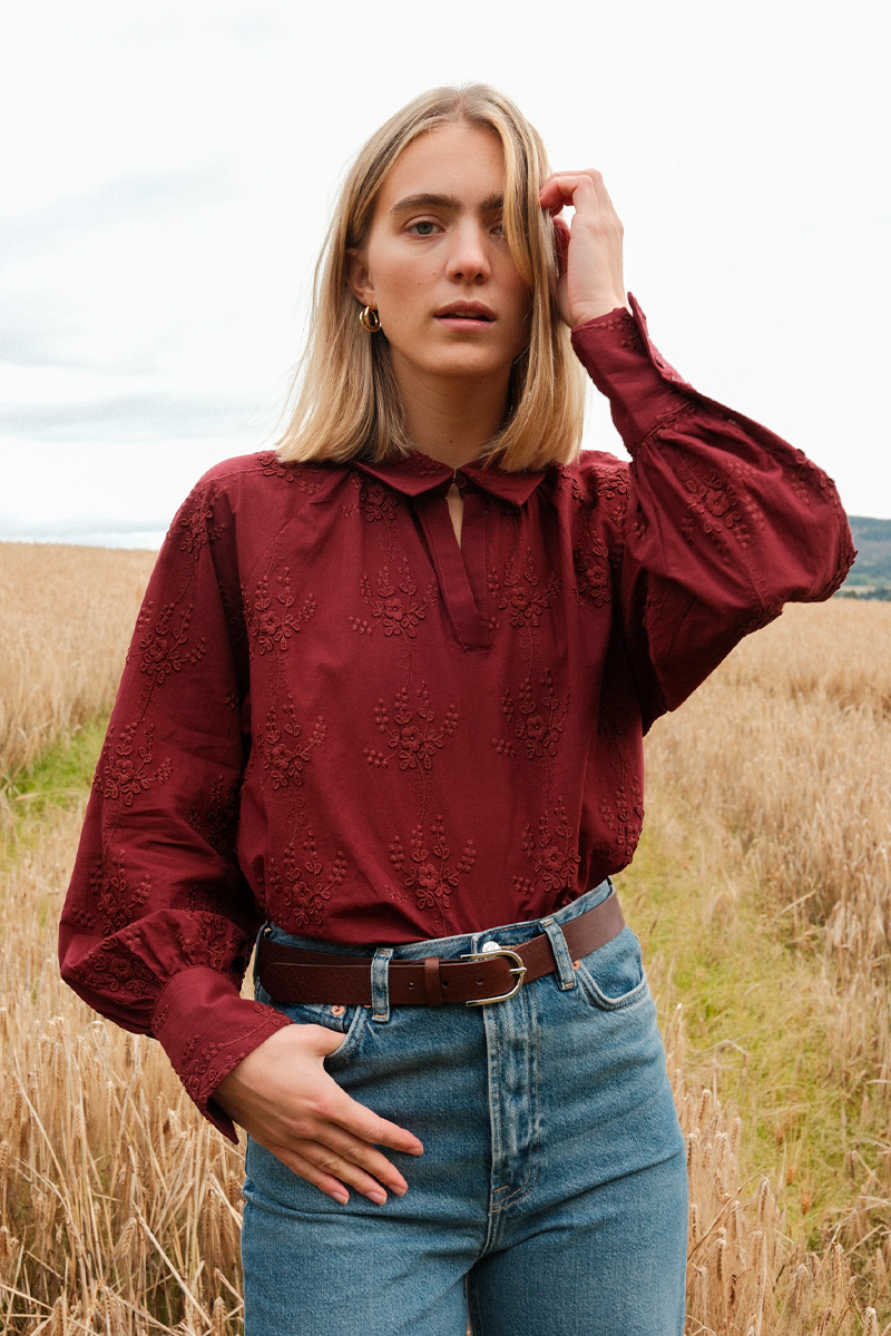 Camilla Top EMB Choco Truffle - Bilde 2