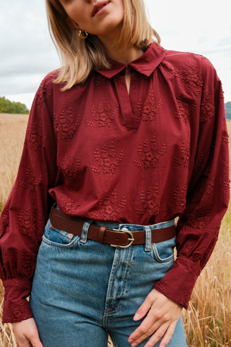 Camilla Top EMB Choco Truffle - Bilde 3