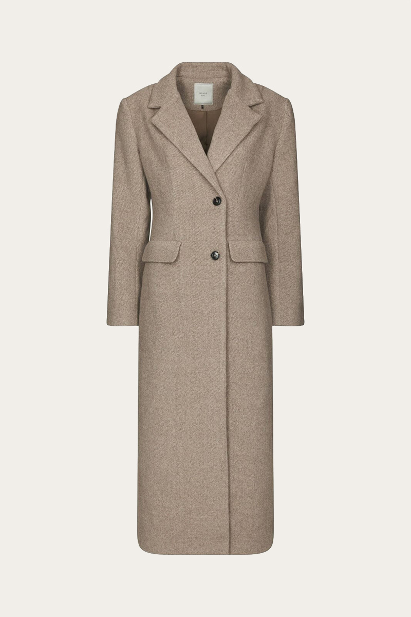 Corina Herringbone Twill Coat Beige Melange - Bilde 9
