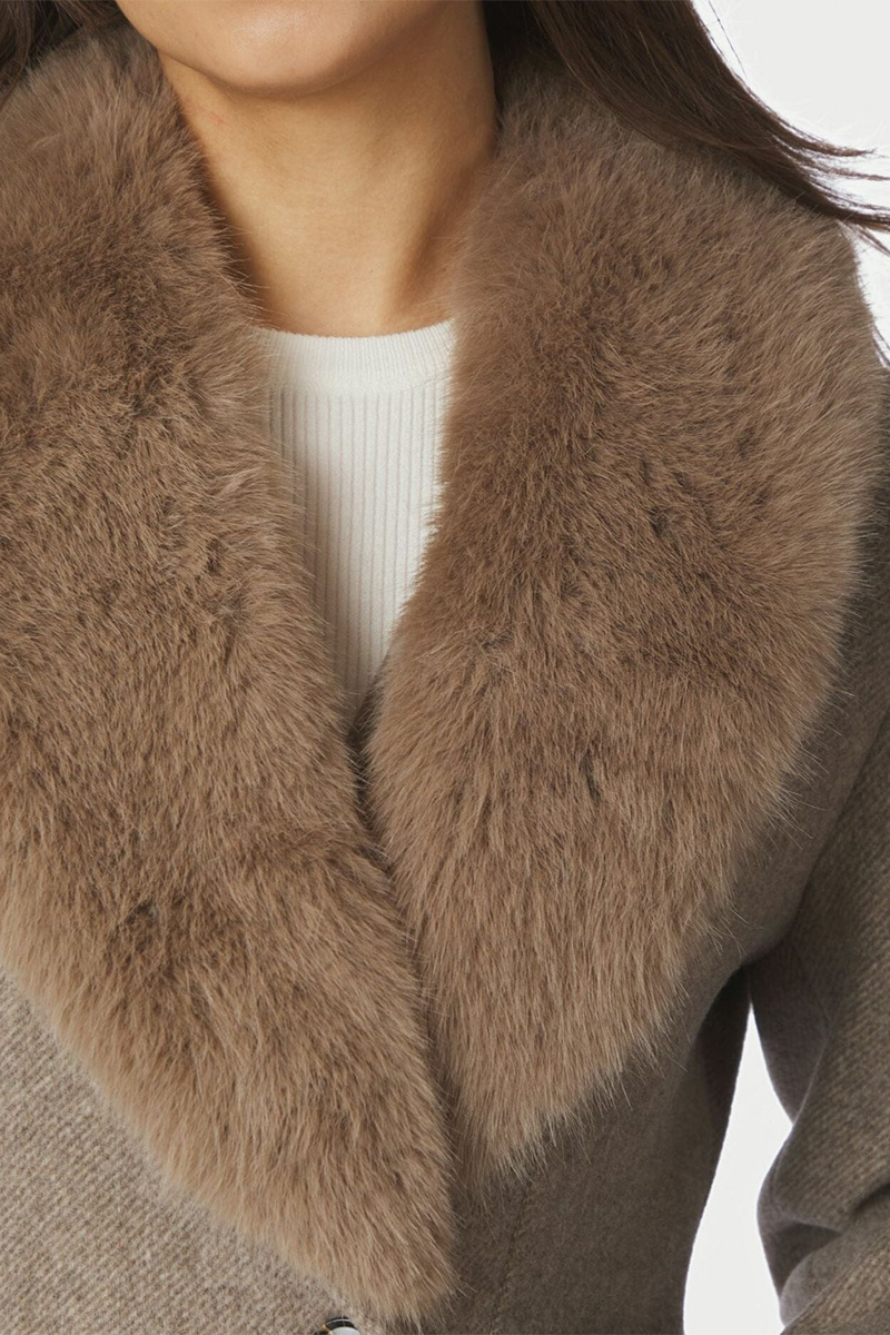 Corina Herringbone Twill Coat Beige Melange - Bilde 10