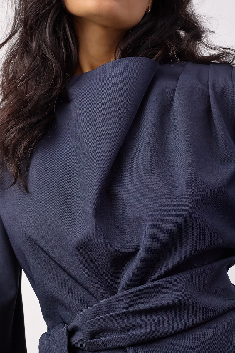 LunaCC Tie Blouse Navy - Bilde 2