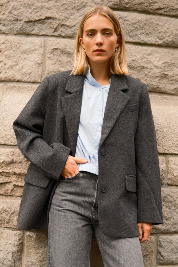 Solvej Wool Blazer Dark Grey Melange