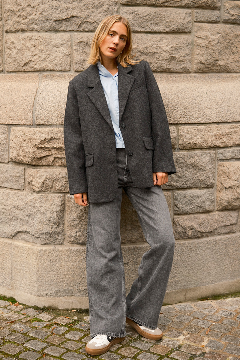 Solvej Wool Blazer Dark Grey Melange - Bilde 3