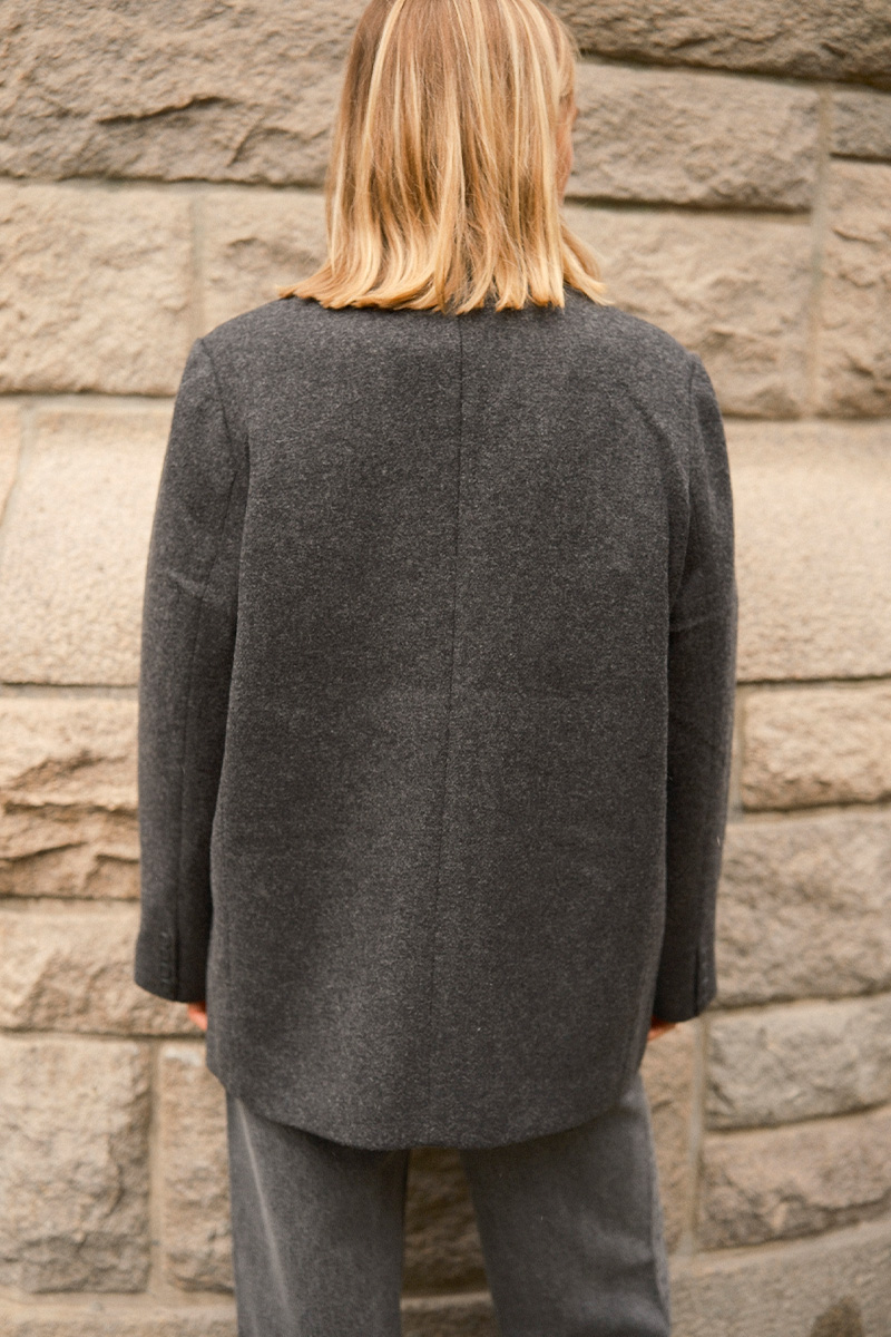 Solvej Wool Blazer Dark Grey Melange - Bilde 4