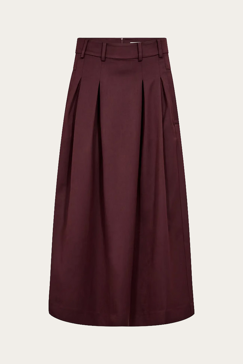 TerryCC Pleat Skirt Wine Red - Bilde 3