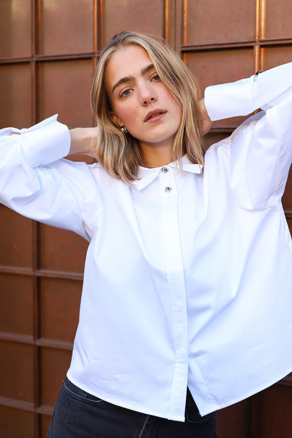 DaliaCC Sleeve Pleat Shirt White