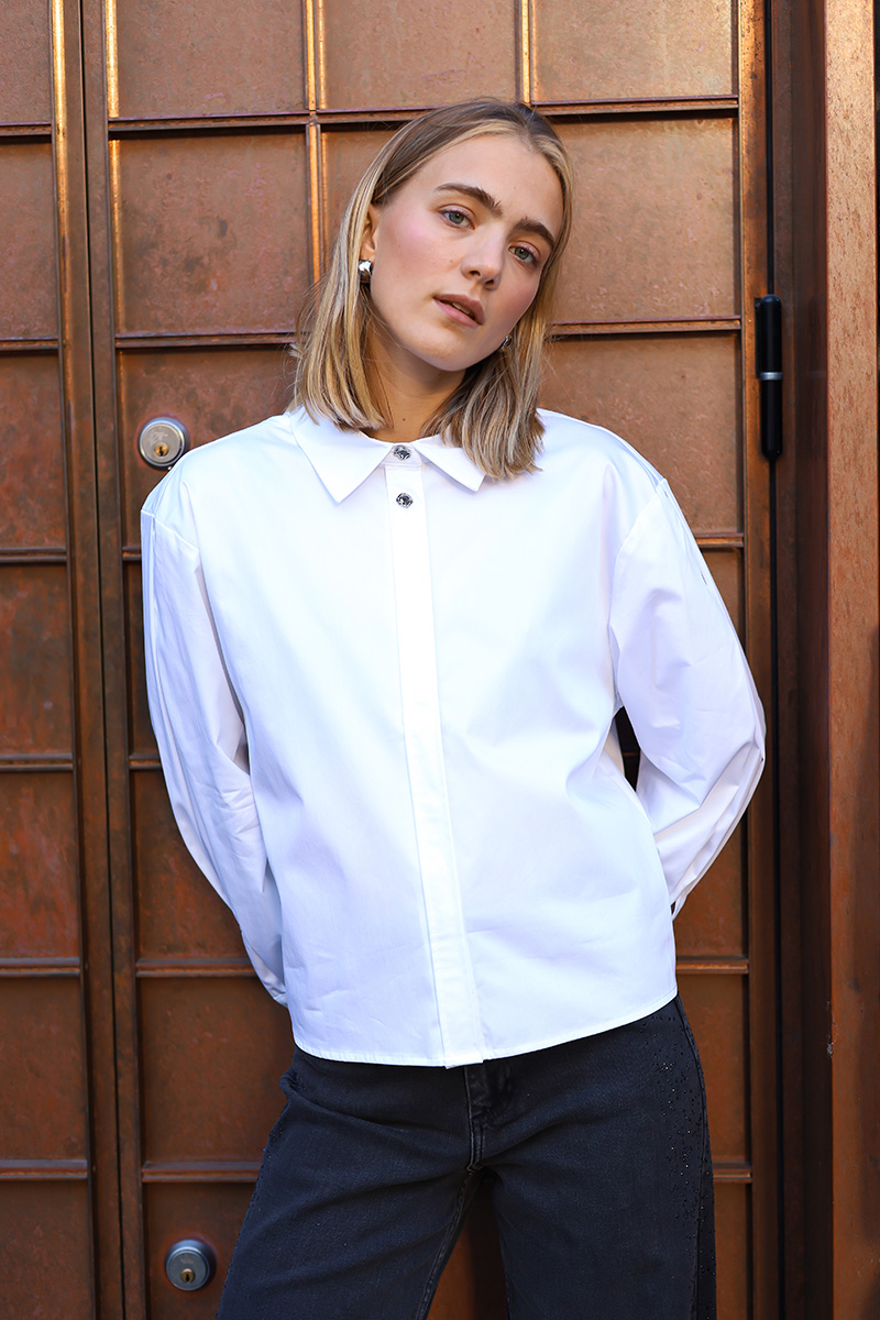 DaliaCC Sleeve Pleat Shirt White - Bilde 4