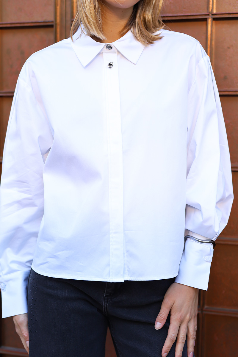 DaliaCC Sleeve Pleat Shirt White - Bilde 2