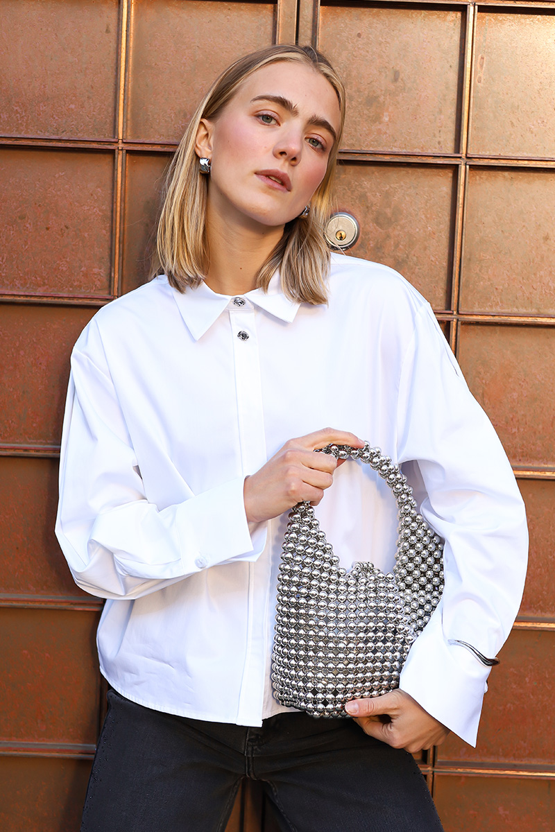 DaliaCC Sleeve Pleat Shirt White - Bilde 3